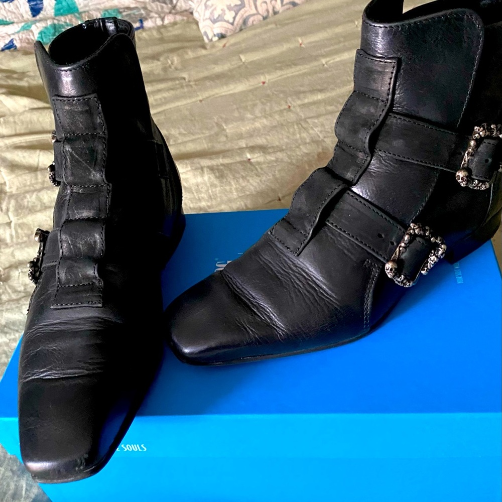 John Fluevog Tudor Suttons with skull buckles